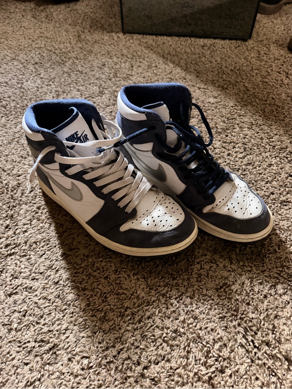 Jordan High-Top Sneakers in White and Navy